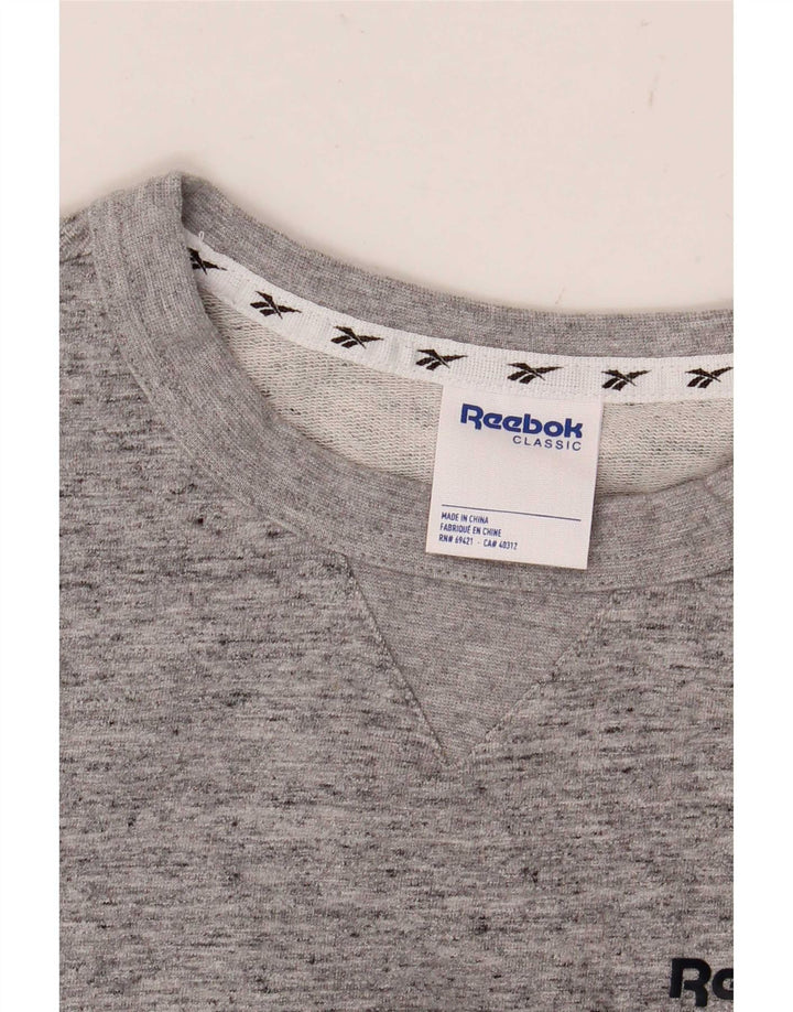 Reebok oversized T-shirt top til kvinder DK 8/10 Small Grey Flecked