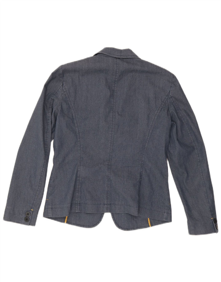 Trussardi Dame Denim 2 Button Blazer Jacket UK 14 Large Navy Blue