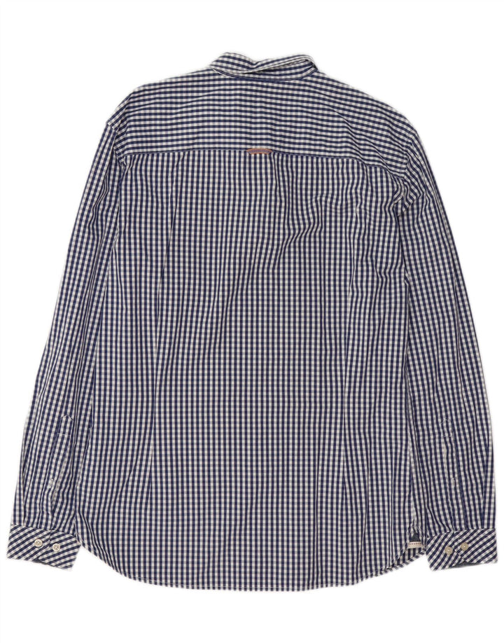 Joules Herre Slim Fit skjorte Medium Navy Blue Gingham Cotton