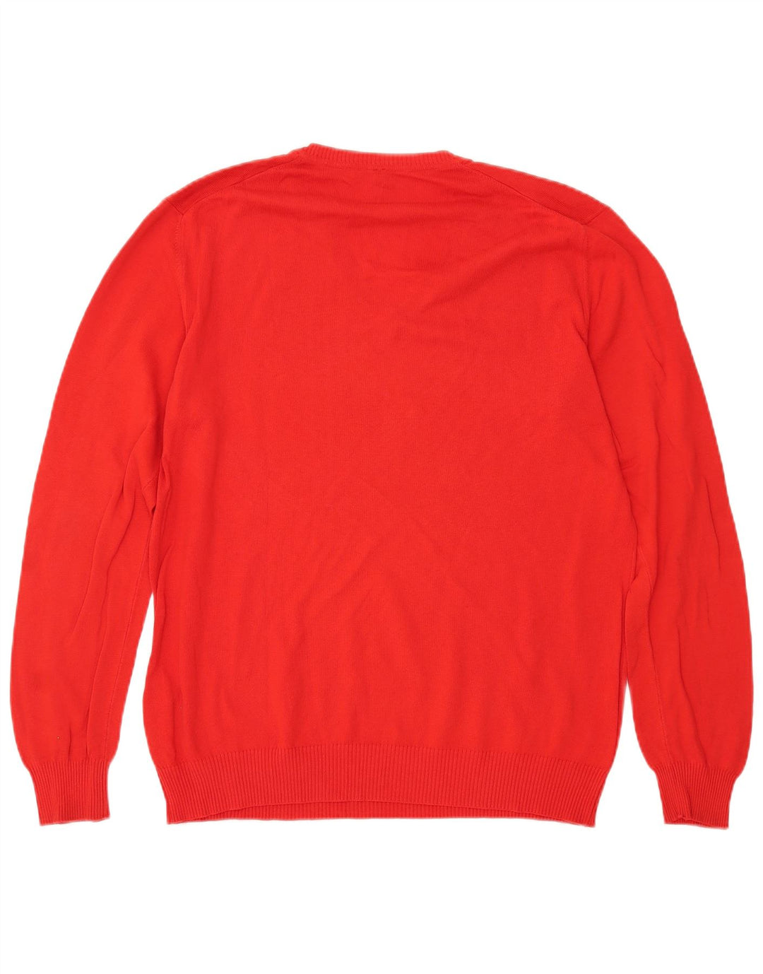 BENETTON Dame V-hals sweater UK 16 Stor rød bomuld