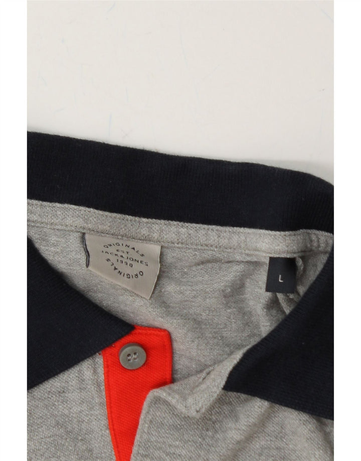 JACK & JONES Mens Polo Shirt Large Grey Vintage Jack & Jones and Second-Hand Jack & Jones from Messina Hembry 