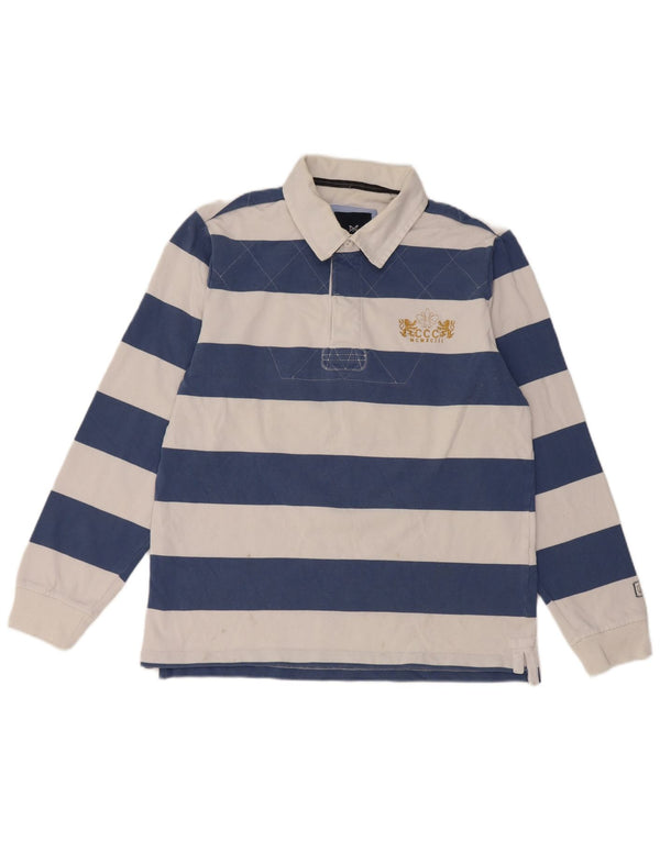 Besætningstøj Herre Grafisk Langærmet Rugby Polo Shirt Medium Blå Stribet
