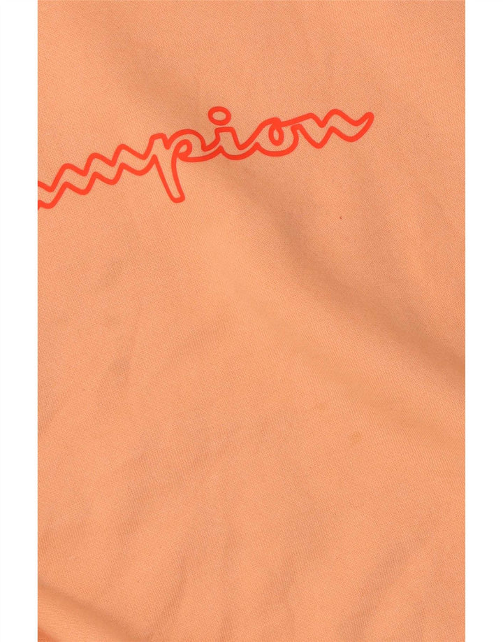 Champion Dame Grafisk Oversized Hoodie Jumper UK 14 Medium Orange