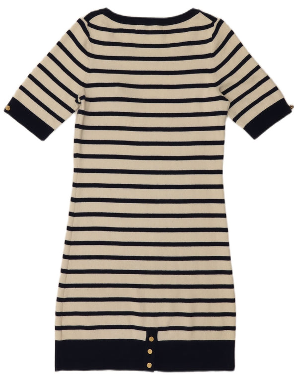 Reiss Kortærmede Jumper Kjole til kvinder UK 10 Small Navy Blue Stribet