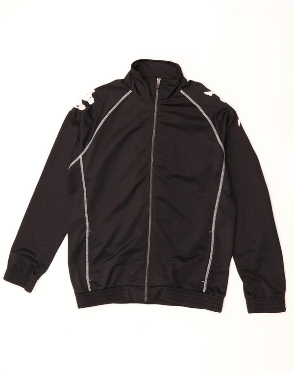 Kappa Mens Graphic Tracksuit Top Jacket Large Black Colourblock Polyester