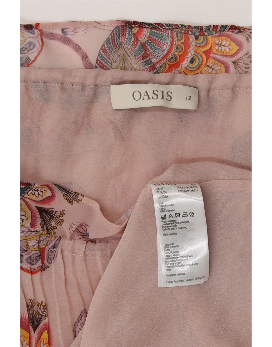 Oasis Dame Ærmeløs A-Line Kjole UK 12 Medium Pink Floral Polyester