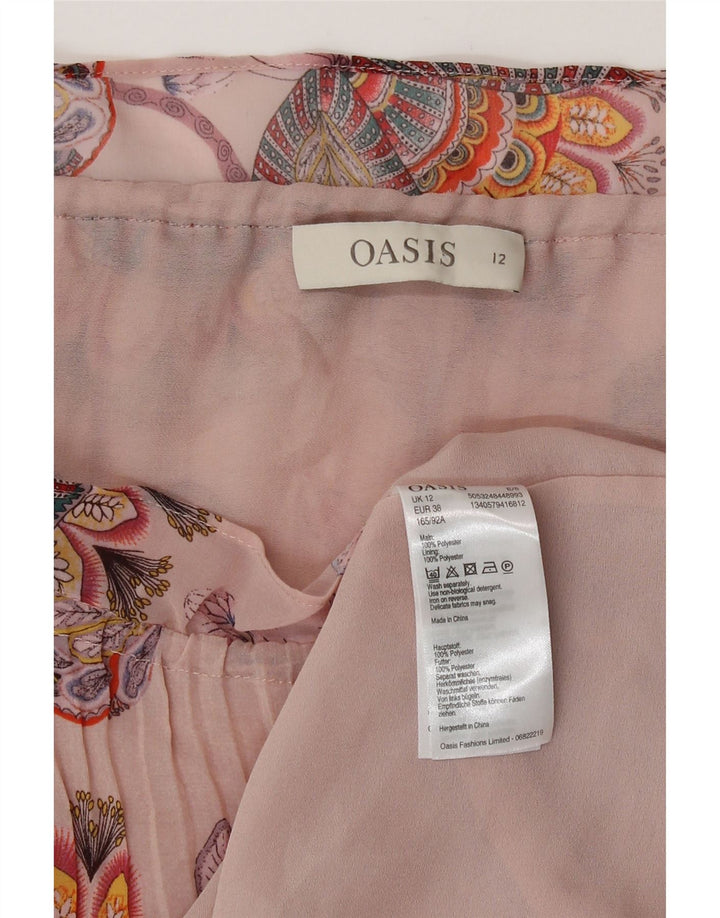 Oasis Dame Ærmeløs A-Line Kjole UK 12 Medium Pink Floral Polyester