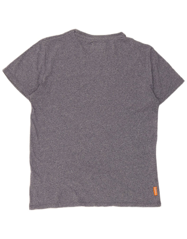 Superdry Mens T-Shirt Top XL Navy Blue Flecked Cotton