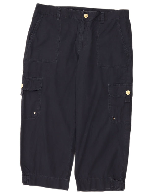 Chaps Womens Straight Capri Cargo Trousers US 8 Medium W32 L21 Navy Blue