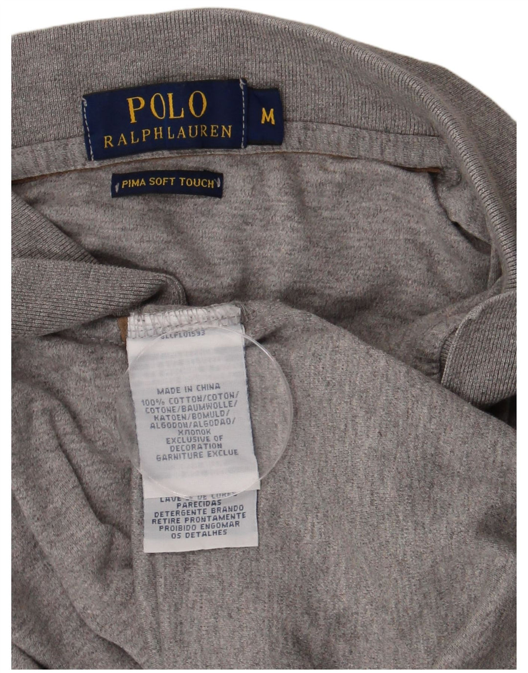 Polo Ralph Lauren Langærmet herre poloskjorte mellemgrå bomuld