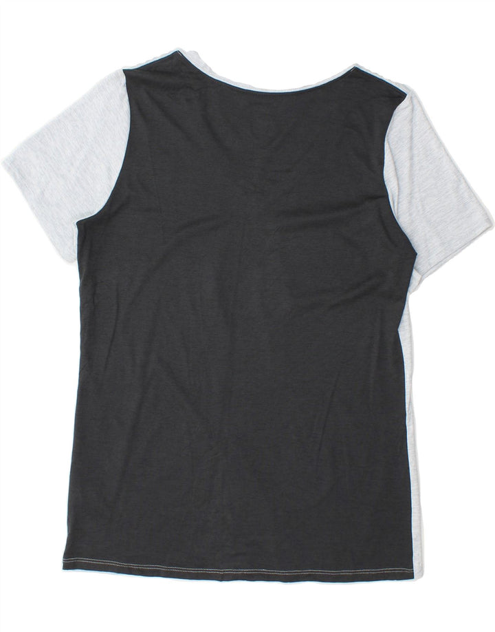 NIKE Womens Dri Fit Graphic T-Shirt Top UK 14 Medium Grey Colourblock Vintage Nike and Second-Hand Nike from Messina Hembry 