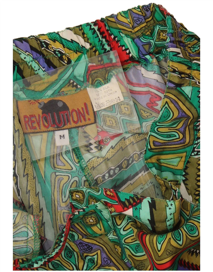 Vintage Kvinders Brede Ben Casual Shorts Medium W28 Grøn Patchwork Silke