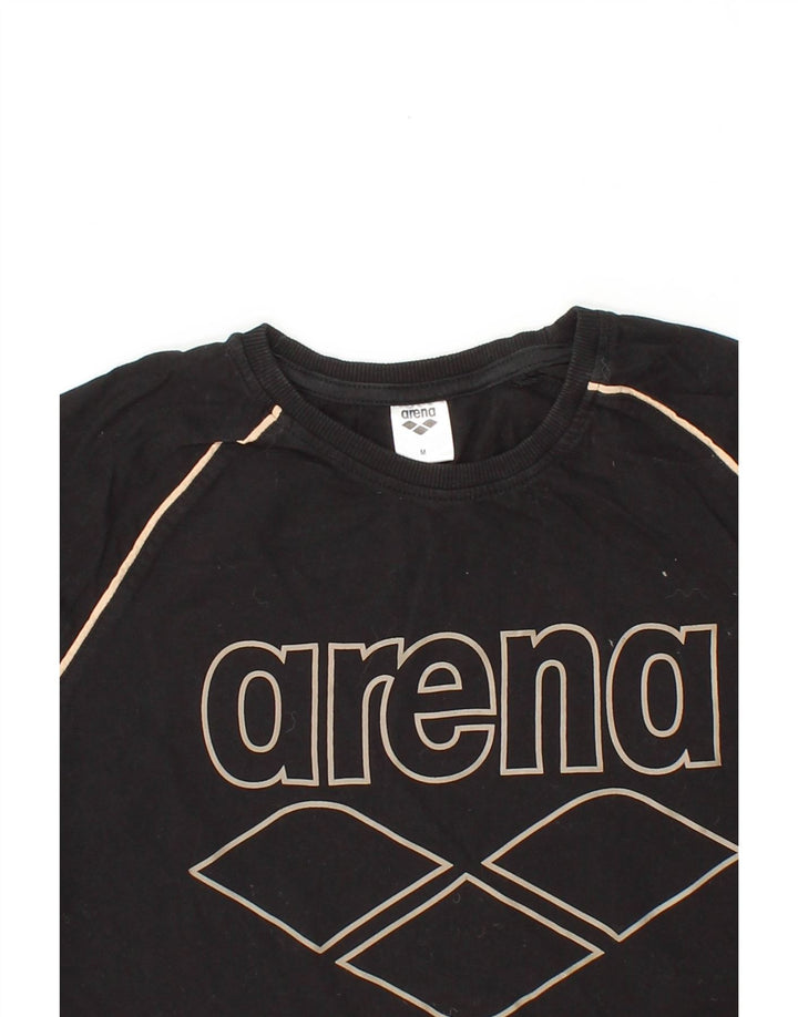 ARENA Womens Graphic T-Shirt Top UK 12 Medium Black Cotton Vintage Arena and Second-Hand Arena from Messina Hembry 