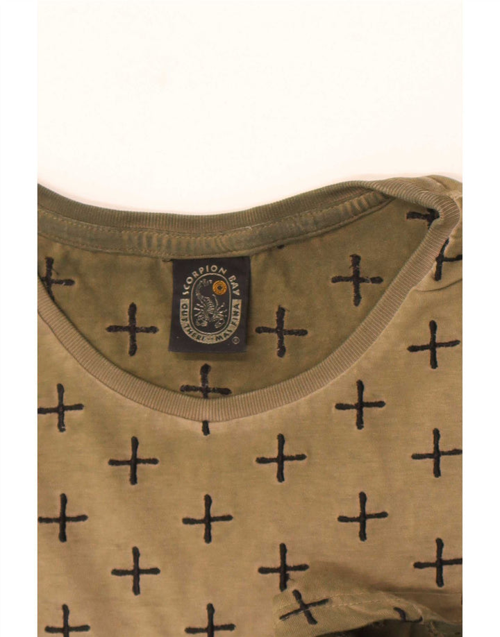 Scorpion Bay Herre abstrakt mønster T-shirt Top Medium Khaki Bomuld