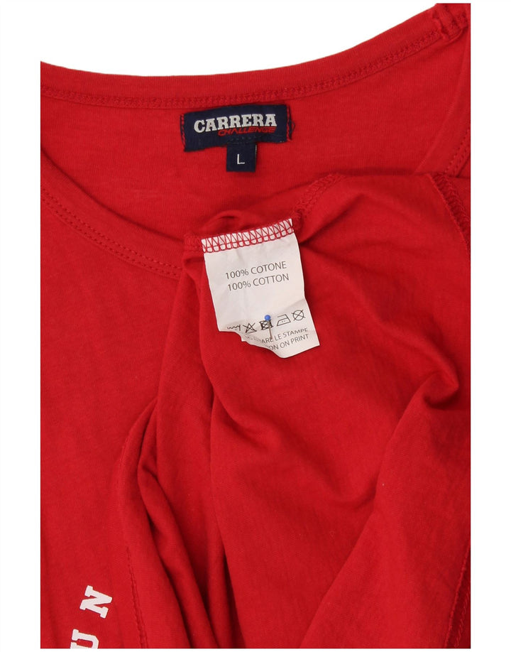 CARRERA Mens Graphic Vest Top Large Red Cotton