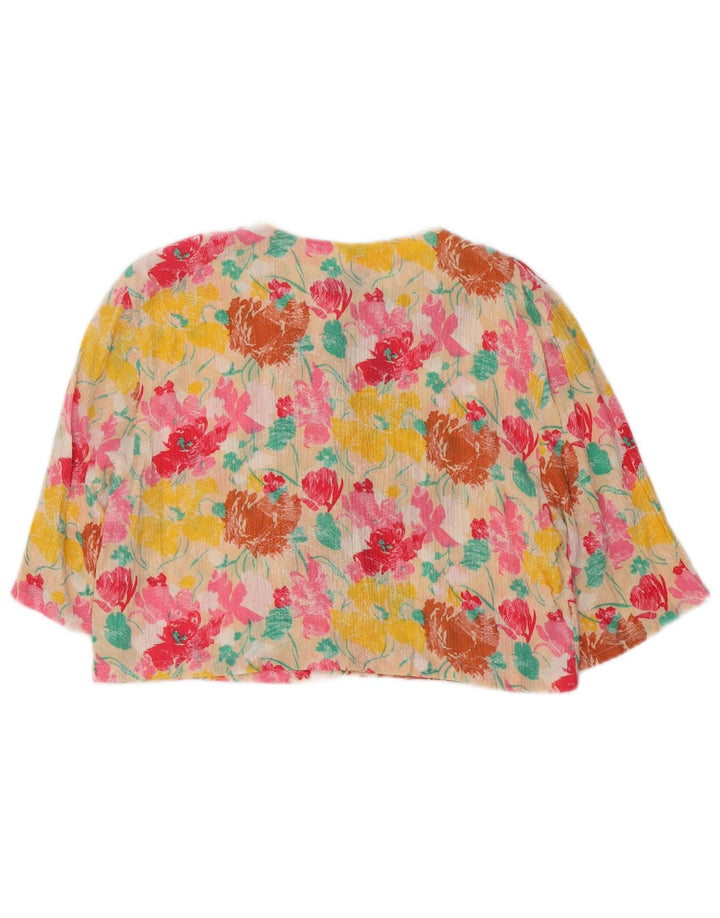 BENETTON Womens Crop Shirt Bluse UK 14 Medium Multicolored Floral