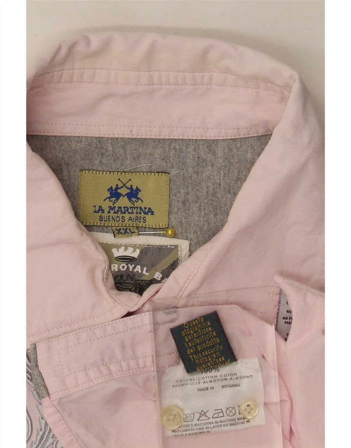 La Martina Herre grafisk skjorte 2XL Pink Bomuld