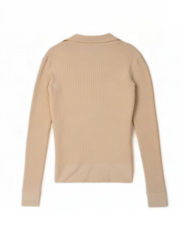 Marks & Spencer Dame Polo Neck Jumper Sweater UK 10 Small Off White
