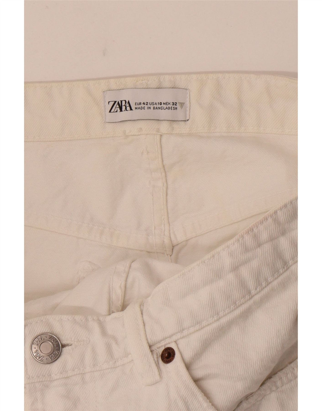 Zara Dame Denim Shorts EU 42 Large W32 White