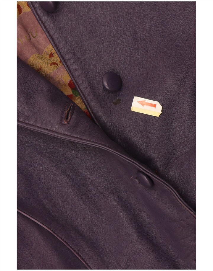 Vintage Dame Crop Læderjakke UK 10 Small Purple