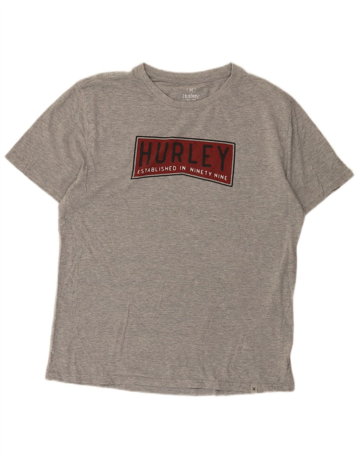 Hurley Herre grafisk T-shirt Top Medium Grå Flecked