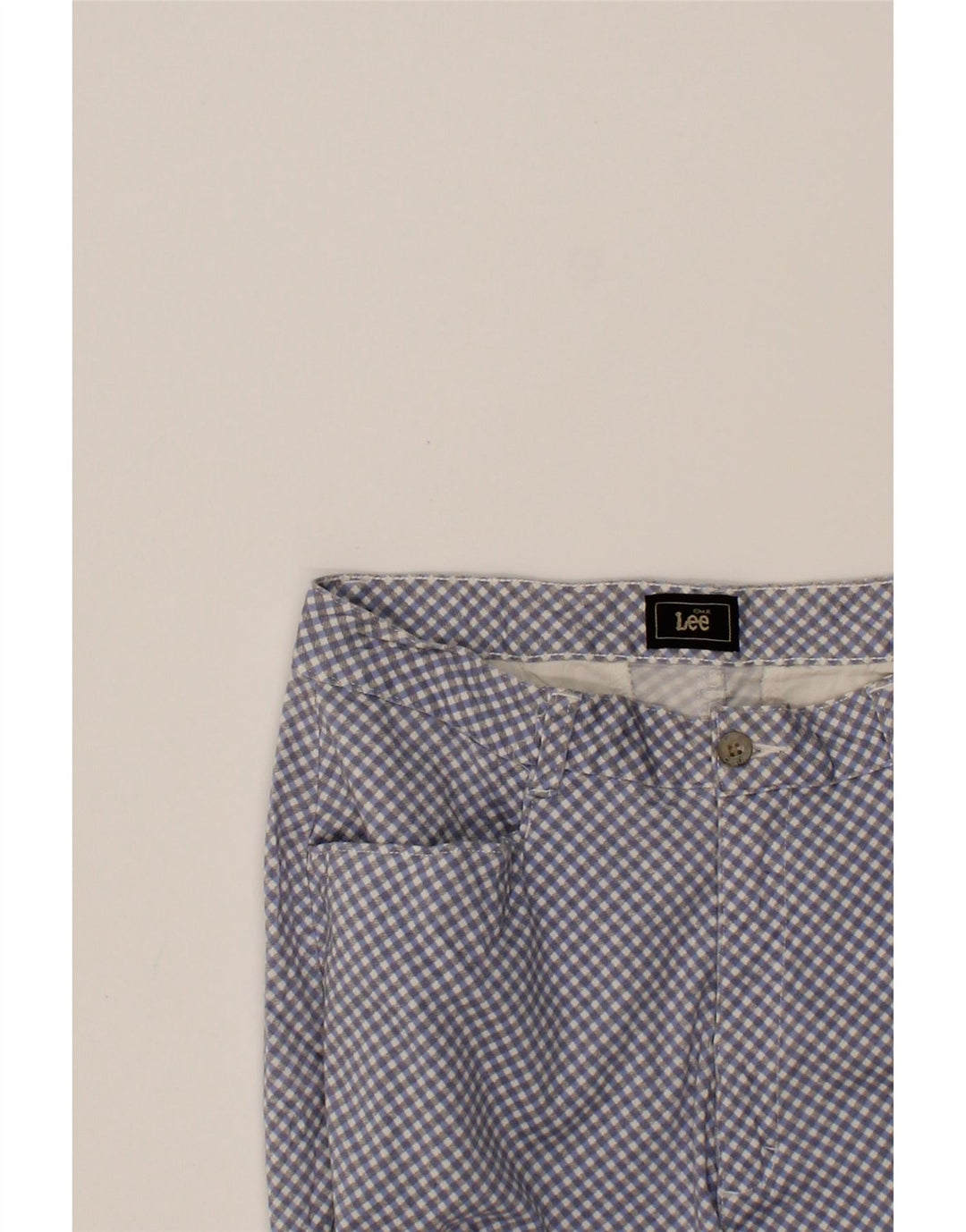 LEE Womens Straight Cropped Trousers W28 L20  Blue Check Cotton Vintage Lee and Second-Hand Lee from Messina Hembry 