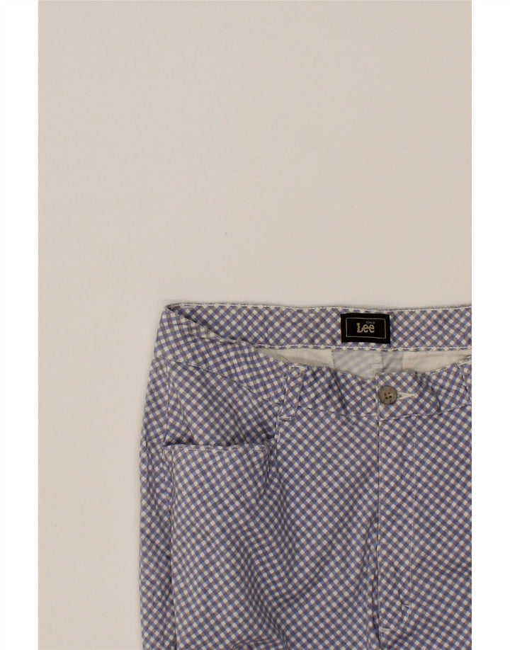 LEE Womens Straight Cropped Trousers W28 L20  Blue Check Cotton Vintage Lee and Second-Hand Lee from Messina Hembry 