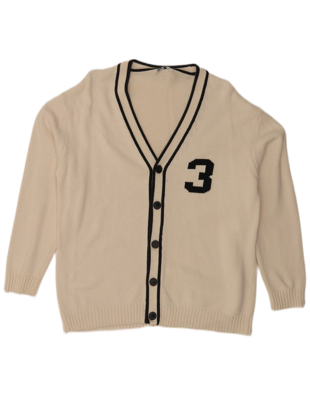 Zara Herre grafisk cardigan sweater XL Hvid