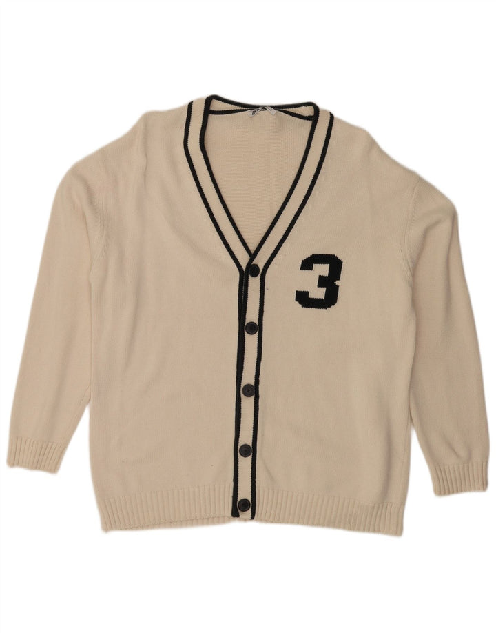 Zara Herre grafisk cardigan sweater XL Hvid