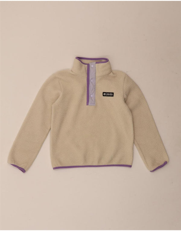 Columbia Girls Button Neck Fleece Jumper 10-11 år Medium Beige Sports