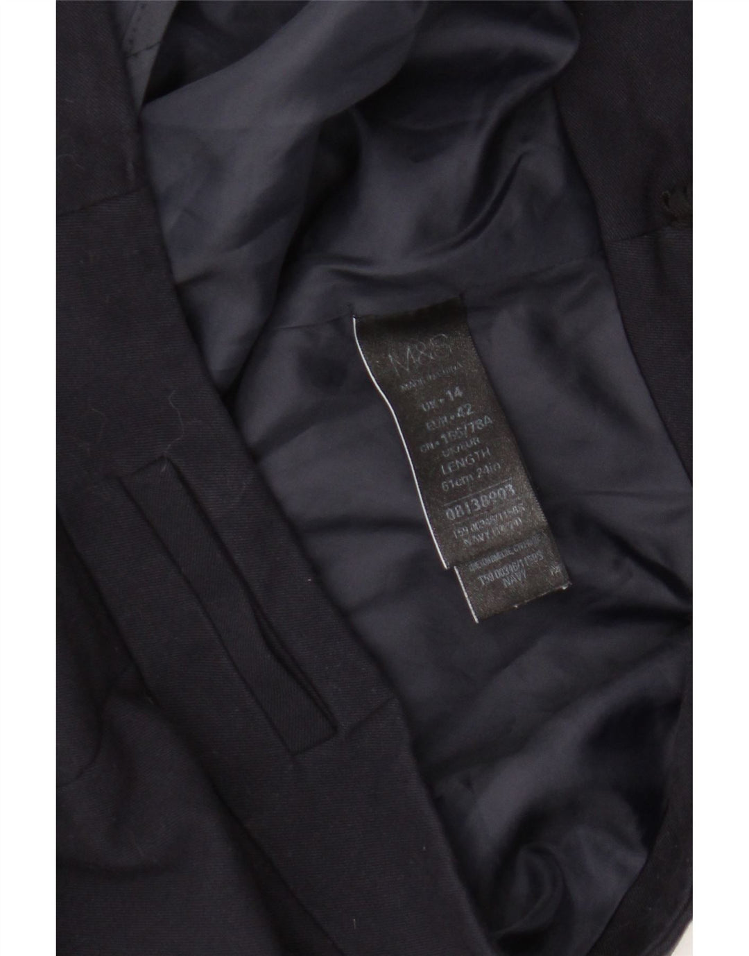 Marks & Spencer Pencil Nederdel til kvinder UK 14 Large W34 Navy Blue Polyester