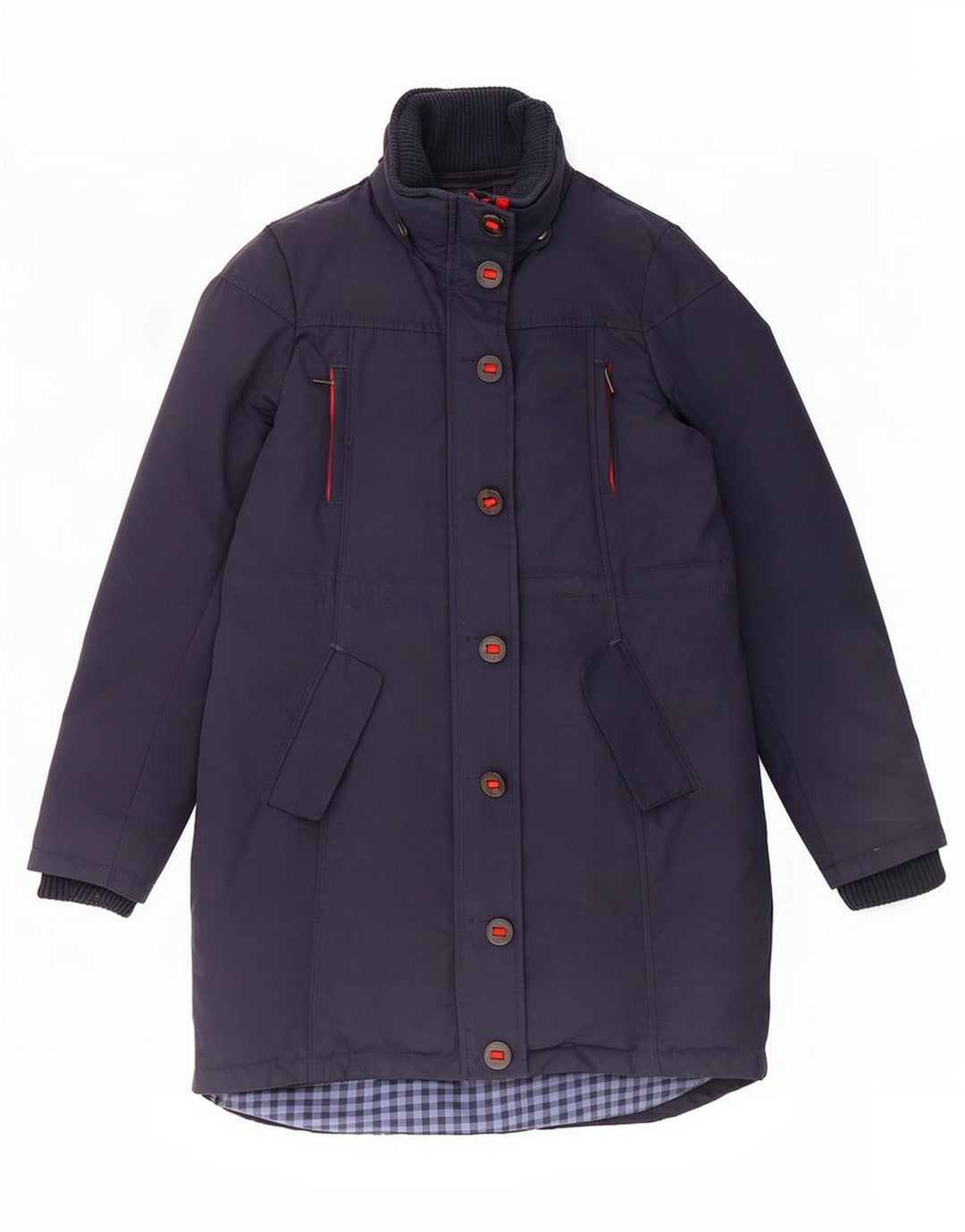 Fat Face Dame Polstret Frakke UK 10 Small Navy Blue Nylon