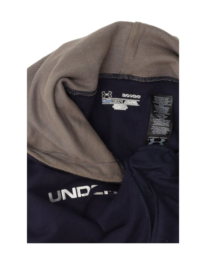 UNDER ARMOUR Mens Graphic Hoodie Jumper Medium Navy Blue Colourblock