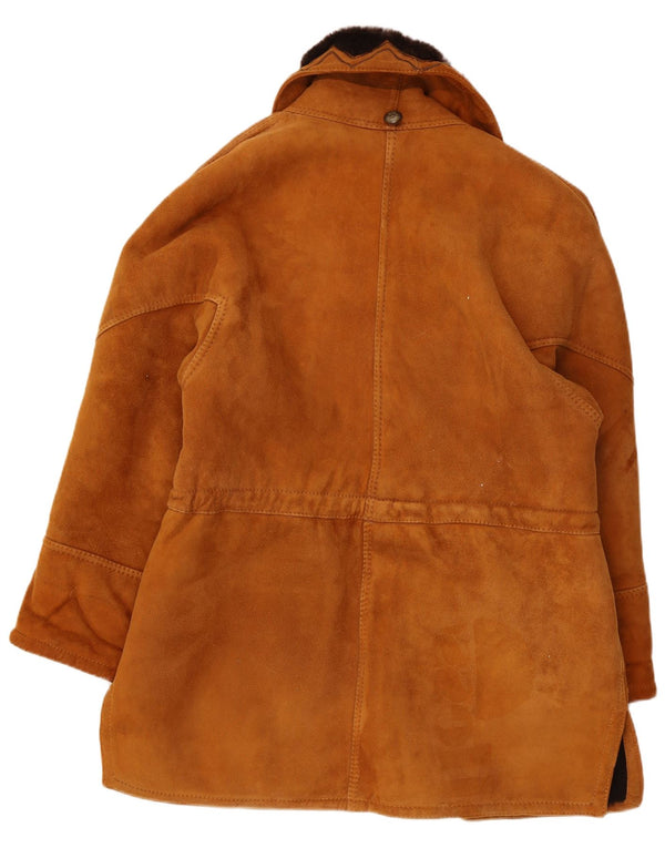 Vintage Dame Oversized Shearling Coat IT 44 Medium Brun