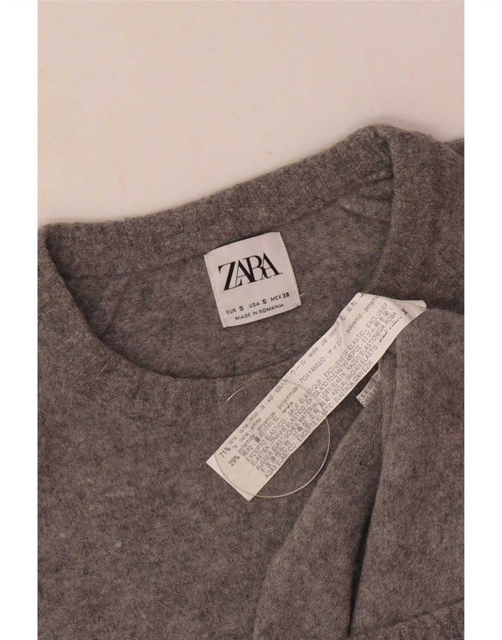Zara Herre Boat Neck Jumper Sweater Lille Grå Uld