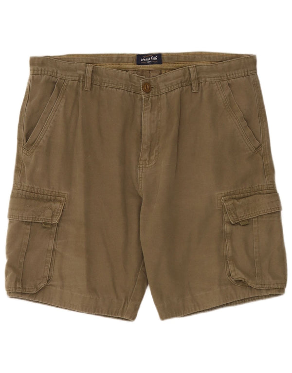 Weird Fish Mens Cargo Shorts W38 XL Khaki Cotton