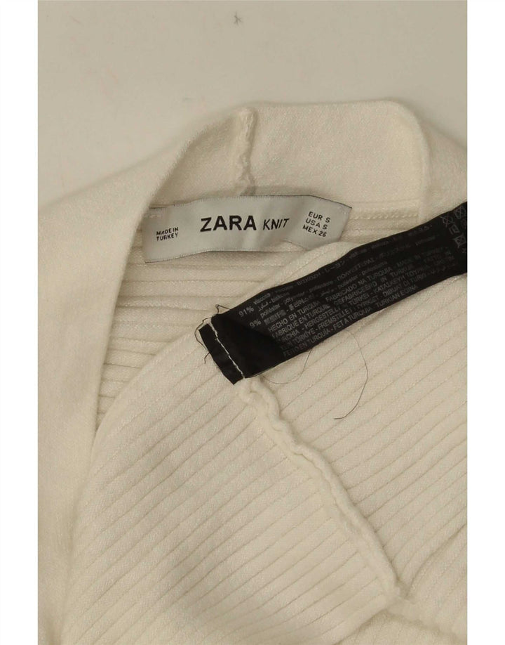 Zara Dame Oversized Cardigan Sweater UK 10 Small White Viscose