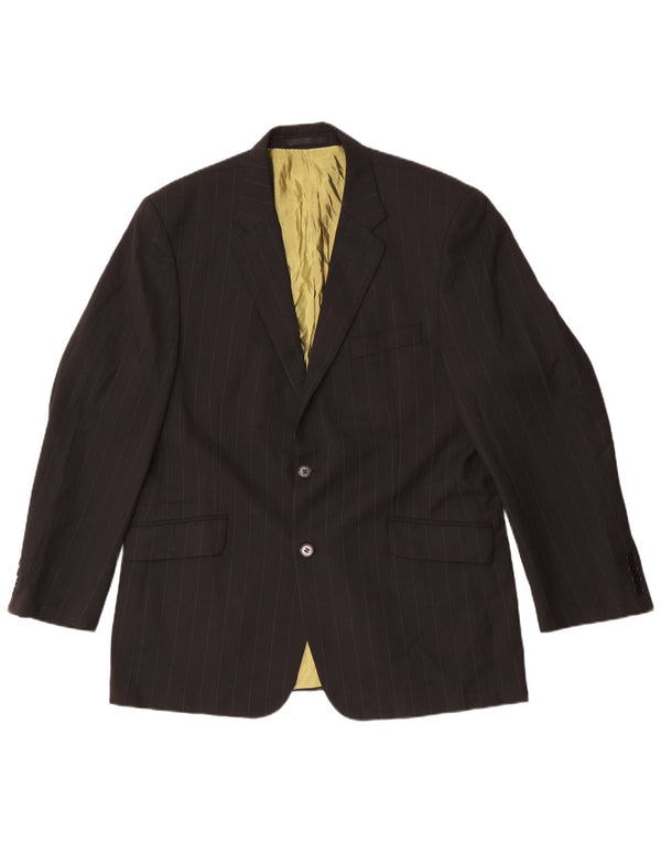 Kartel Herre 2 Button Blazer Jacket UK 44 2XL Sort Nålestribet Polyester