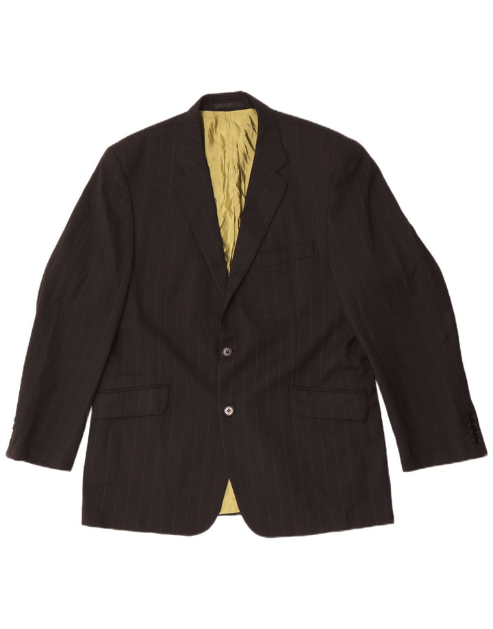 Kartel Herre 2 Button Blazer Jacket UK 44 2XL Sort Nålestribet Polyester