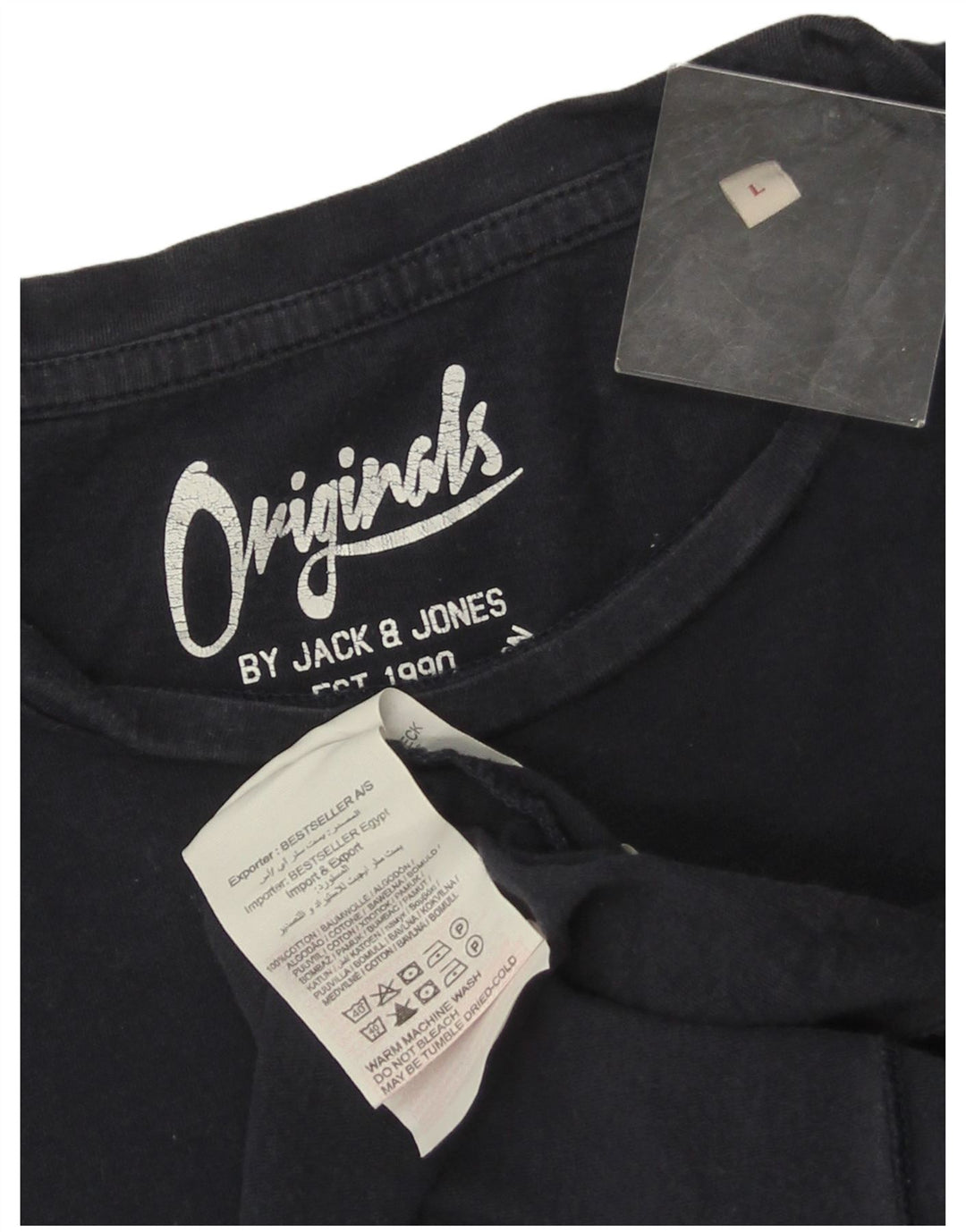 JACK & JONES Herre grafisk T-shirt Top Stor marineblå bomuld