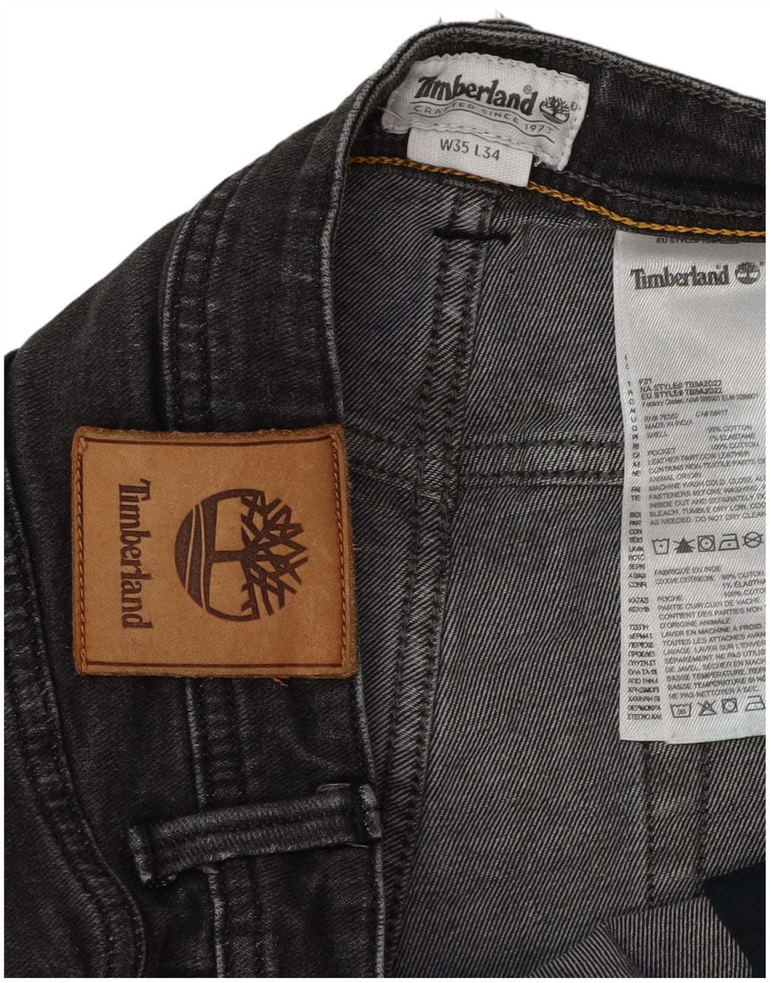 Timberland Straight Jeans til mænd W35 L29 sort bomuld