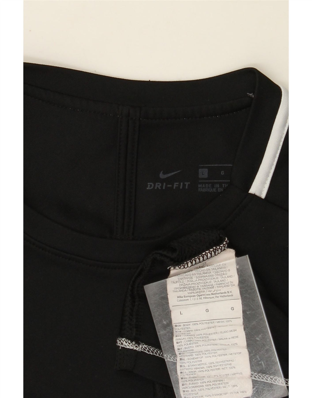 NIKE Dame Dri Fit T-Shirt Top UK 16 Large Black Colourblock Polyester