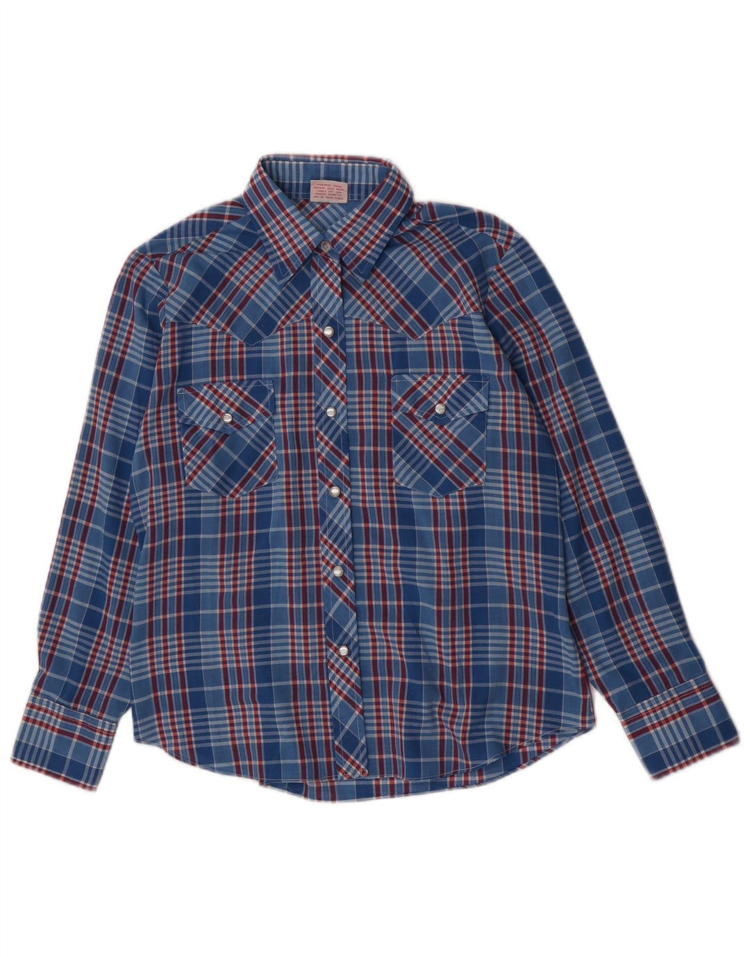 Amy Barr Western skjorte til kvinder størrelse 36 Lille blå plaid polyester