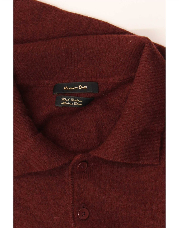Massimo Dutti Herre Polo Neck Jumper Sweater Stor Bourgogne uld