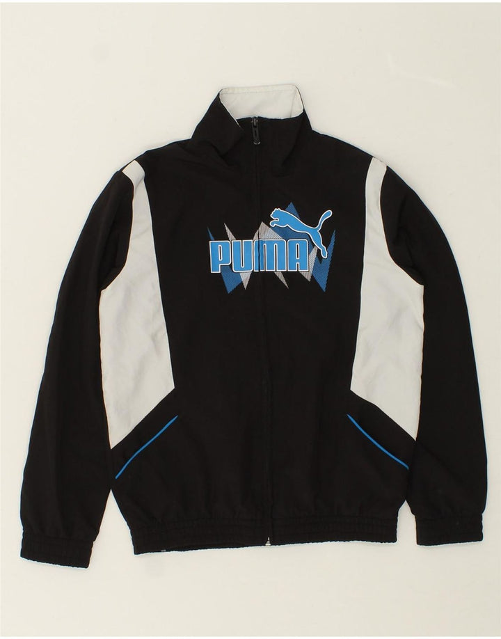 PUMA Boys Graphic Tracksuit Top Jacket 9-10 Years Black Colourblock Vintage Puma and Second-Hand Puma from Messina Hembry 