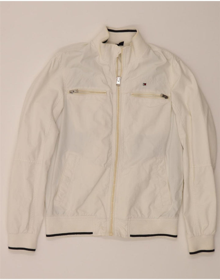 TOMMY HILFIGER Mens Bomber Jacket UK 36 Small White Nylon Vintage Tommy Hilfiger and Second-Hand Tommy Hilfiger from Messina Hembry 