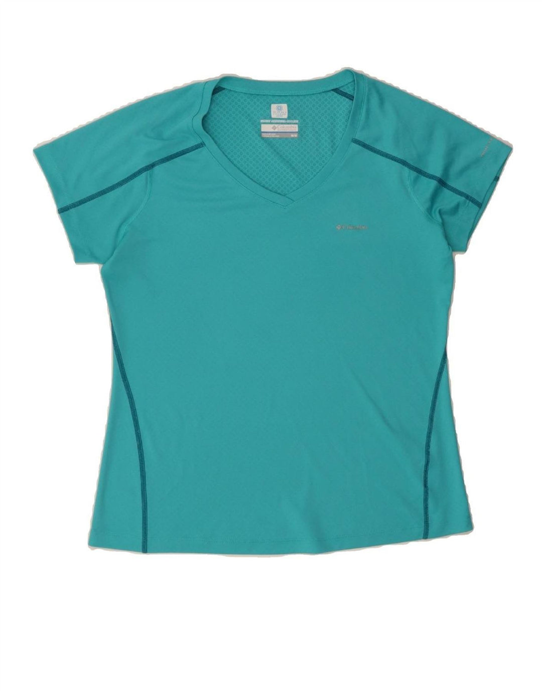 COLUMBIA Womens T-Shirt Top UK 12 Medium Turquoise Vintage Columbia and Second-Hand Columbia from Messina Hembry 