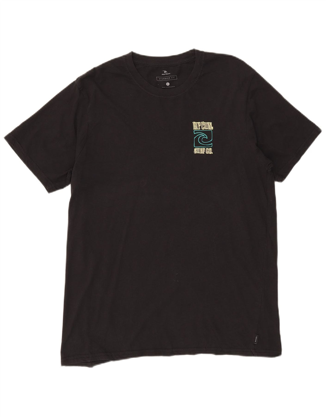 Rip Curl Herre Standard Fit Grafisk T-Shirt Top Stor Sort