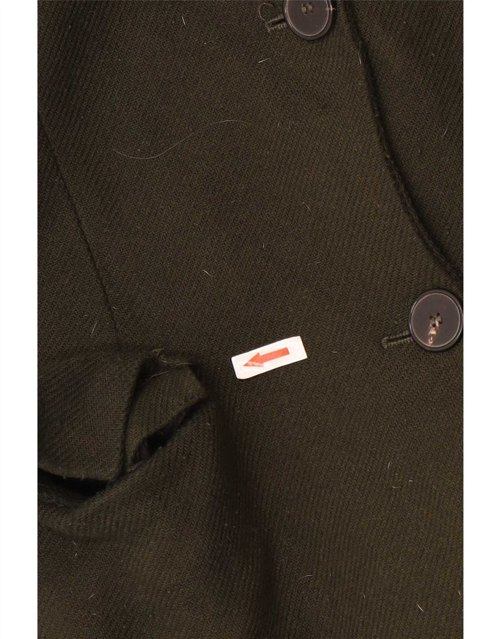 Zara Dame Overfrakke UK 10 Small Khaki Wool