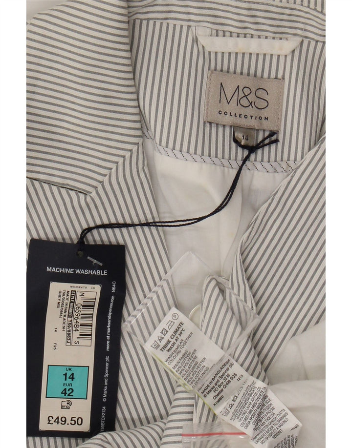 Marks & Spencer Dame 1-knaps blazerjakke UK 14 Stor grå nålestribe